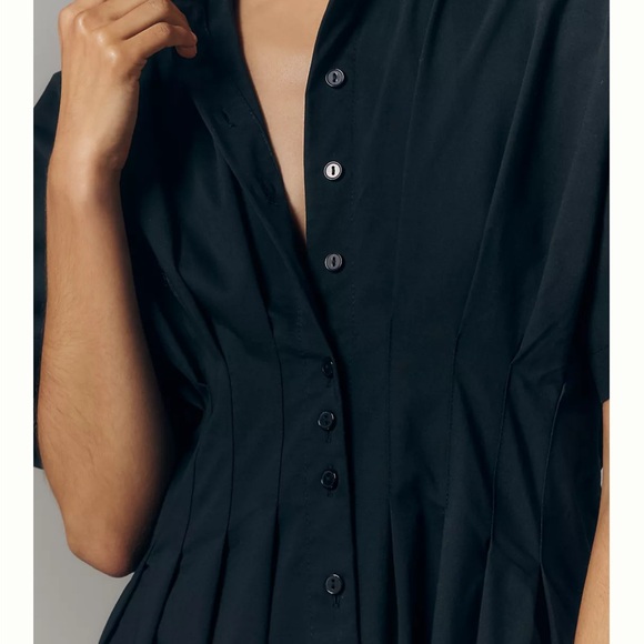 Anthropologie Black Button-Down Midi Dress - Picture 2 of 6